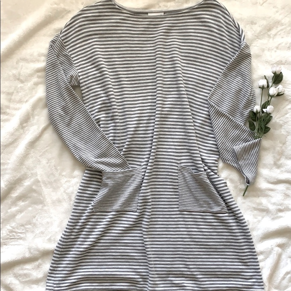J. JILL Long Sleeve Striped Casual Shift Dress - Picture 2 of 14